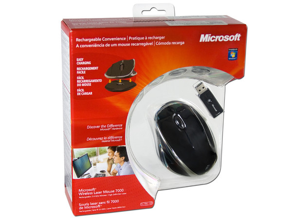 Mouse Microsoft 7000 láser Inalámbrico USB, con base recargable. Color Negro