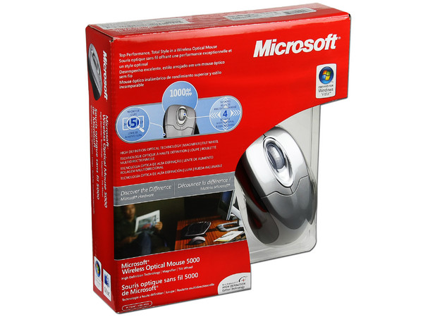 Mouse Microsoft 5000 Óptico Inalámbrico, USB.