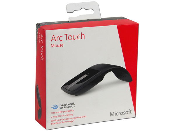 Mouse Microsoft Arc Touch, tecnología BlueTrack, Inalámbrico, USB. Color Negro.