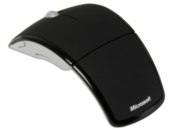 Mouse Microsoft Arc láser Inalámbrico USB, diseño cómodo y plegable. Color Negro