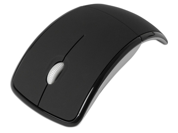 Mouse Microsoft Arc láser Inalámbrico USB, diseño cómodo y plegable. Color Negro