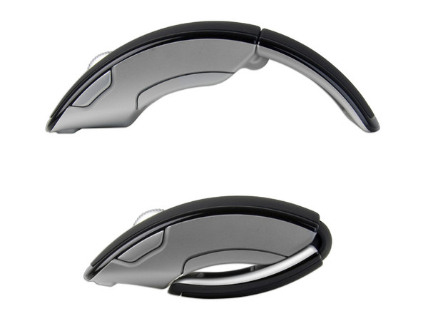 Mouse Microsoft Arc láser Inalámbrico USB, diseño cómodo y plegable. Color Negro