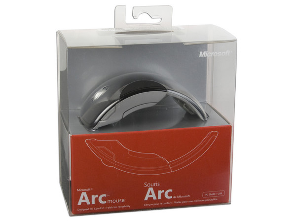 Mouse Microsoft Arc láser Inalámbrico USB, diseño cómodo y plegable. Color Negro