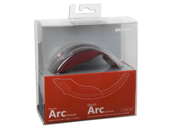 Mouse Microsoft Arc láser Inalámbrico USB, diseño cómodo y plegable. Color Rojo