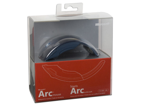 Mouse Microsoft Arc láser Inalámbrico USB, diseño cómodo y plegable. Color Azul