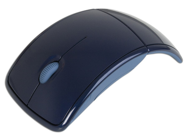 Mouse Microsoft Arc láser Inalámbrico USB, diseño cómodo y plegable. Color Azul