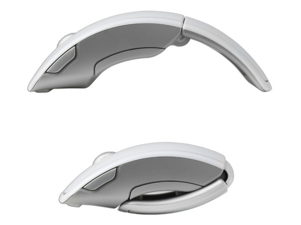 Mouse Microsoft Arc láser Inalámbrico USB, diseño cómodo y plegable. Color Blanco