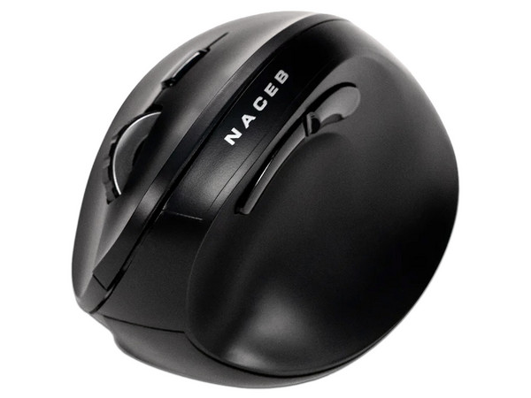 Mouse Ergonómico Naceb Óptico Infinity Vertical VS1, Inalámbrico, Bluetooth, 1.600DPI, Color Negro.