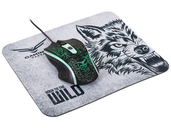 Mouse Óptico Gamer Naceb NA-632, hasta 1200dpi, 4 botones, Iluminación LED. Incluye Mouse Pad Gamer