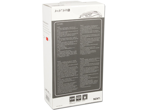 Gaming Mouse Láser NZXT Avatar S, USB. Color Blanco