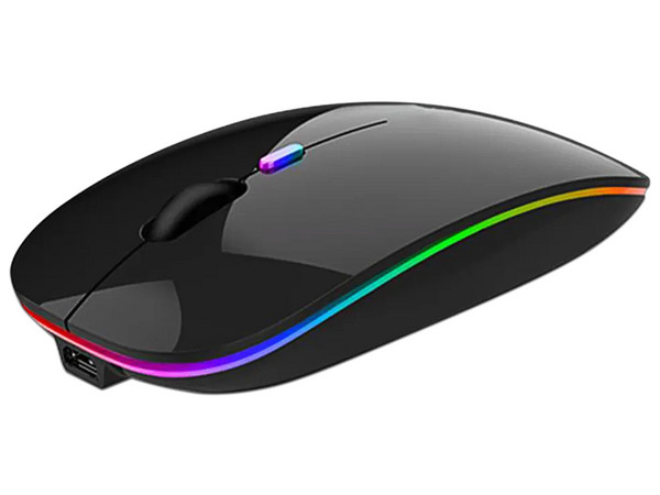Mouse Ergonómico Inalámbrico Nextep NE-412N, hasta 1600 dpi, iluminación RGB, USB. Color Negro.