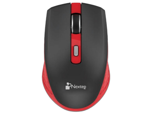 Mouse Óptico Inalámbrico Nextep NE-413NR, Receptor USB. Color Negro/Rojo.