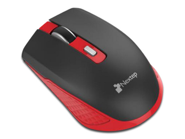 Mouse Óptico Inalámbrico Nextep NE-413NR, Receptor USB. Color Negro/Rojo.