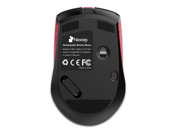 Mouse Óptico Inalámbrico Nextep NE-413NR, Receptor USB. Color Negro/Rojo.