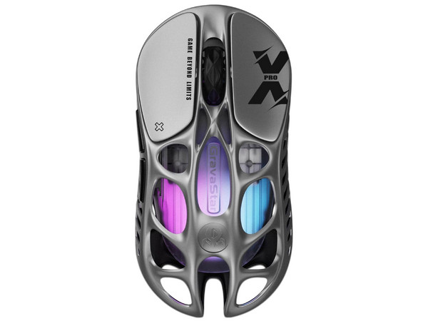 Mouse Gamer Inalámbrico GravaStar Mercury X Pro 8KHz, Sensor Óptico, 32000 DPI, Diseño Ergonómico, Receptor USB, Bluetooth. Color Plata.