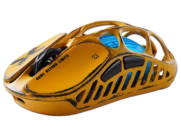 Mouse Gamer Inalámbrico GravaStar Mercury X & X Pro, Sensor Óptico, 32000 DPI, Diseño Ergonómico, Receptor USB, Bluetooth, USB Tipo C. Edición Especial Amarillo.