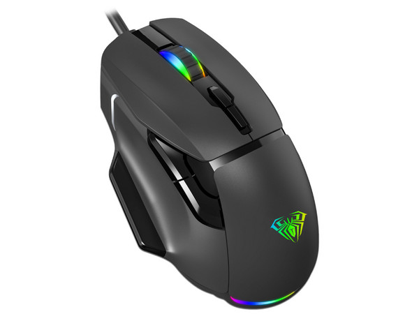 Mouse Gamer Aula F815, 12800 DPI, 6 Botones Programables, USB, RGB. Color Negro.