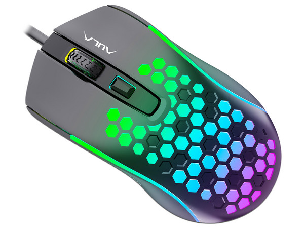Mouse Gamer Óptico Aula S11 Mountain, 3600 DPI, Cable USB de 1.5m, RGB. Color Negro.