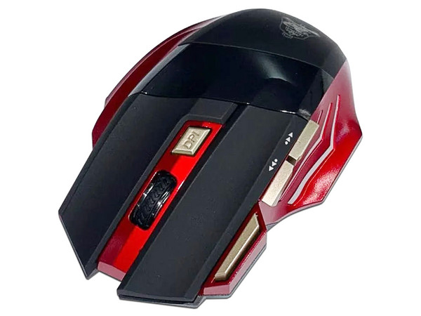 Mouse Gamer HotBell GMHTRGB-DPI, Resolución de 1600 DPI, 6 Botones, RGB, Bluetooth, Receptor USB. Color Negro y Rojo.