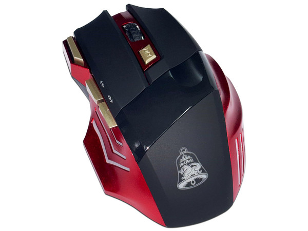 Mouse Gamer HotBell GMHTRGB-DPI, Resolución de 1600 DPI, 6 Botones, RGB, Bluetooth, Receptor USB. Color Negro y Rojo.