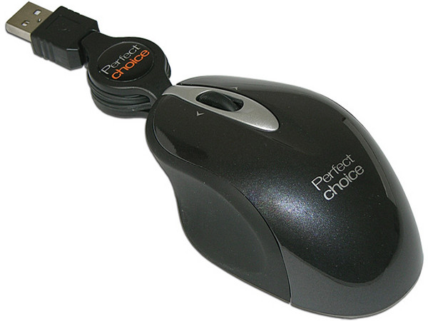 Mini Mouse Perfectchoice Óptico, Cable Retráctil, USB