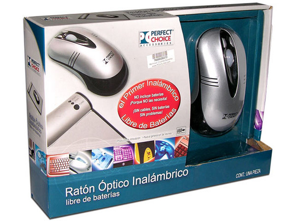 Mouse Perfect Choice Óptico Inalámbrico, No Requiere Baterías, Recibe Energía de un Tapete USB Incluido