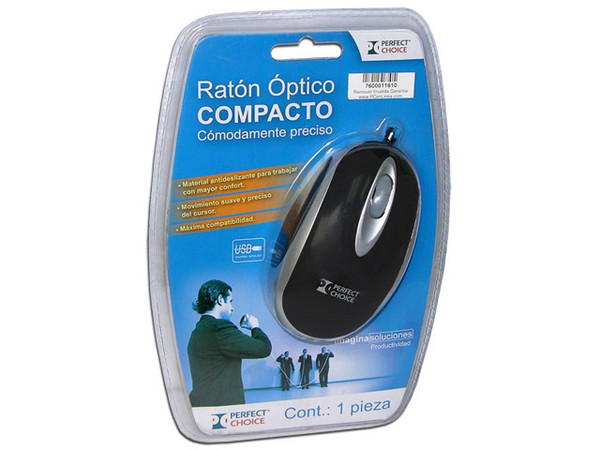 Mouse Óptico Perfect Choice USB, Color Negro.