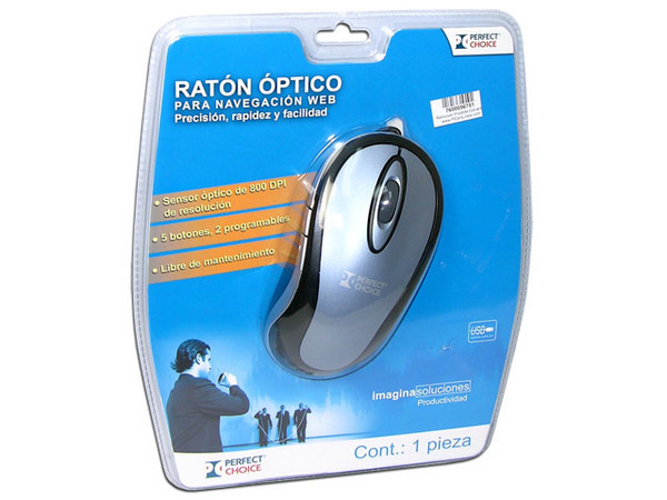 Mouse Óptico Perfect Choice con 5 Botones, USB.