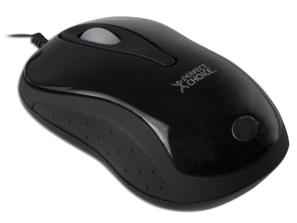 Mini Mouse Perfect Choice Óptico, Cable Retráctil, USB. Color Negro