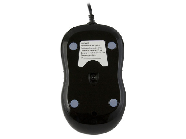 Mini Mouse Perfect Choice Óptico, Cable Retráctil, USB. Color Negro