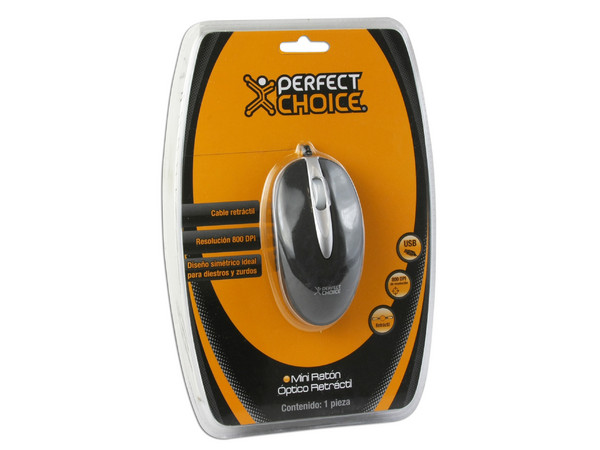 Mini Mouse Óptico Retráctil Perfect Choice, USB.