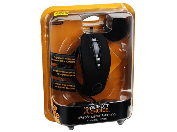 Mouse Perfect Choice Láser Gaming con pesas para ajuste de peso personalizado. USB
