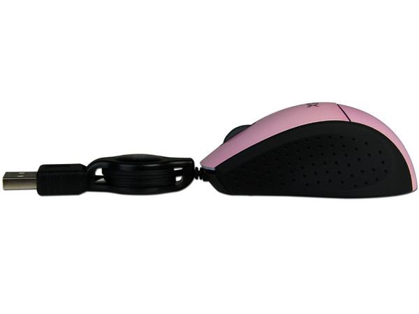 Mini Mouse Perfect Choice Óptico, Cable Retráctil USB. Color Rosa