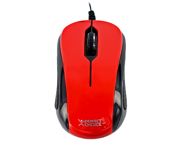 Mini Mouse Perfect Choice Óptico, Cable Retráctil USB. Color Rojo