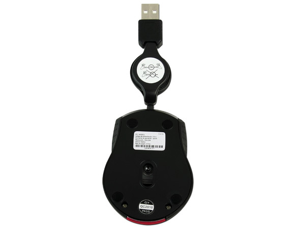 Mini Mouse Perfect Choice Óptico, Cable Retráctil USB. Color Rojo