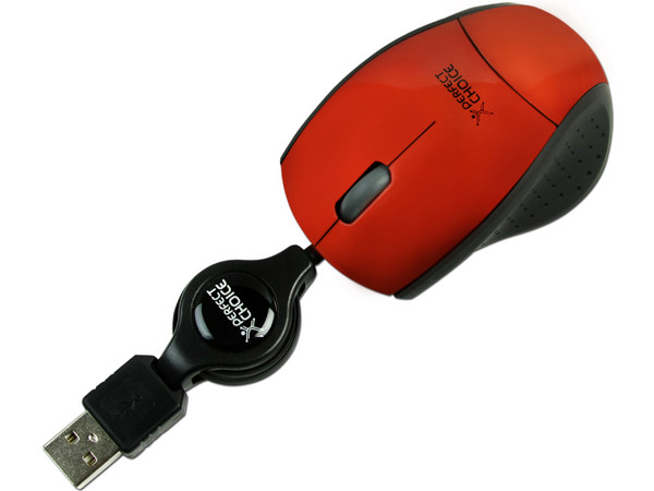 Mini Mouse Perfect Choice Óptico, Cable Retráctil USB. Color Naranja