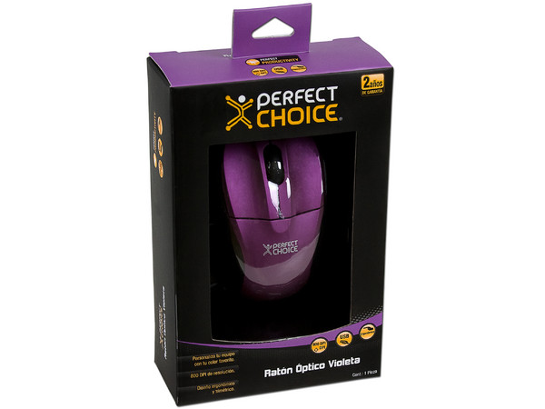 Mini Mouse Perfect Choice Óptico, USB. Color Morado