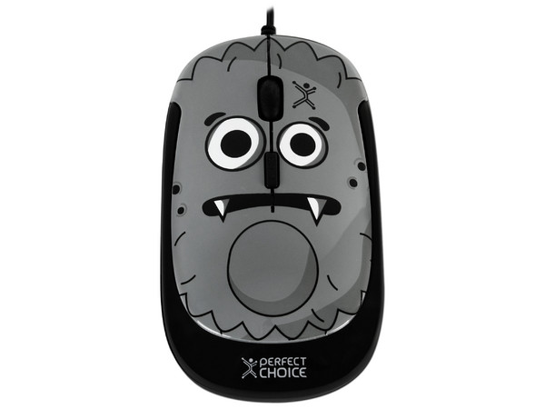 Mini Mouse Perfect Choice MONZTERZ Óptico, Cable Retráctil USB. Color Gris