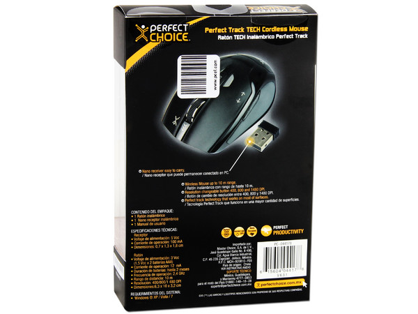 Mouse Óptico Perfect Choice Tech Perfect Track, Inalámbrico, USB.