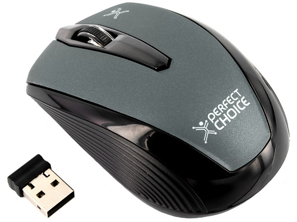 Mouse Óptico Inalámbrico Perfect Choice WO-310. Color Gris 