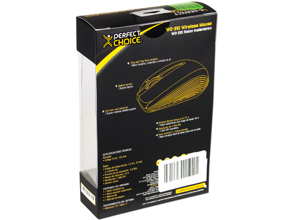 Mouse Óptico Inalámbrico Perfect Choice WO-310. Color Gris 