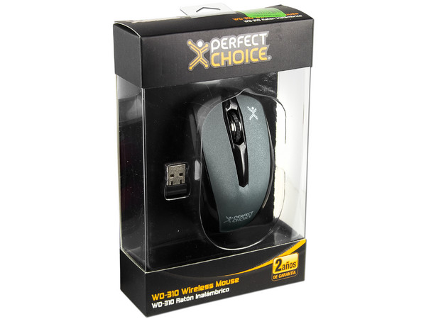 Mouse Óptico Inalámbrico Perfect Choice WO-310. Color Gris 
