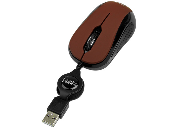 Mini Mouse Perfect Choice Elemental, Óptico, Cable Retráctil USB. Color Cafe