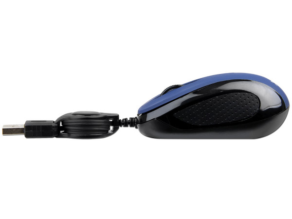 Mini Mouse Perfect Choice Elemental, Óptico, Cable Retráctil USB. Color Azul