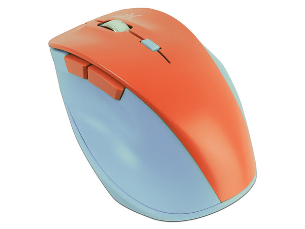 Mouse inalámbrico Perfect Choice Thumb, Ergonómico, Receptor USB, hasta 6,000 dpi, 6 botones, Color Azul/Mamey.