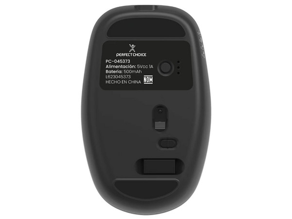 Mouse Óptico Inalámbrico Perfect Choice Dual Multisuperficie Toggie PC-045373, 6000 DPI, Funciona sobre Cualquier Superficie, Bluetooth, Receptor USB. Color Negro.