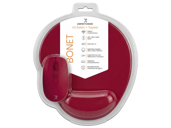 Mouse Inalámbrico Perfect Choice PC-045380, 1600 DPI, Bluetooth, Incluye Mouse Pad. Color Rosa.