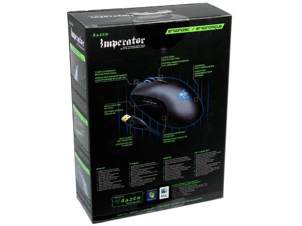 Expert Ergonomic Gaming Mouse Razer Imperator, Sensor dual 4G de 6400 dpi, USB.