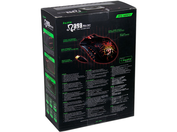 Expert Gaming Mouse Razer Naga Molten  Special Edition, con 17 botones optimizados para MMO, Sensor Láser 3.5 G y 5600 dpi.