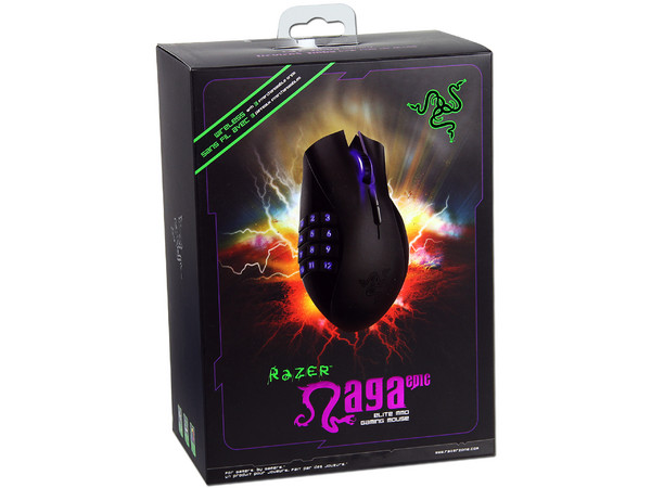 Elite Gaming Mouse Razer Naga Epic, con 17 botones optimizados para MMO, Sensor láser 3.5 G y 5600 dpi, Inalámbrico, USB.